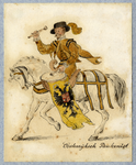 32654 Afbeelding van een kostuumontwerp van een Oostenrijkse paukenist te paard, figurant in de maskerade van de ...